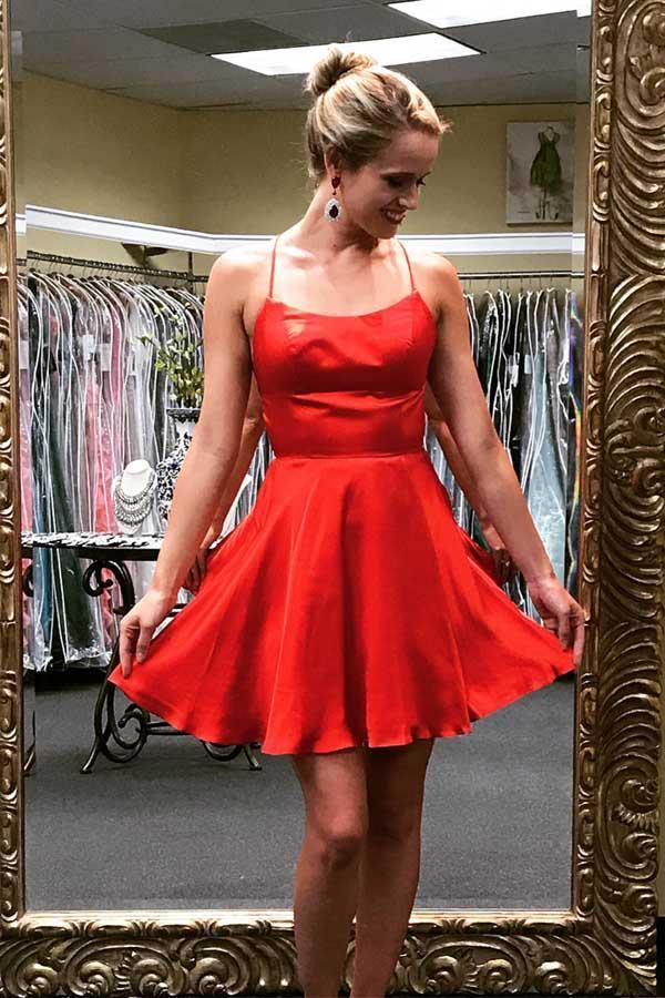 Princess Straps Short Prom Dress Burgundy Homecoming Dress PD318