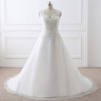Vestido de novia de tul con escote en V estilo princesa, recién llegado, con encaje