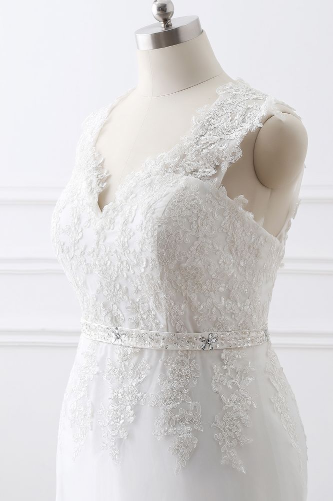 Vestido de novia de tul con escote en V estilo princesa, recién llegado, con encaje