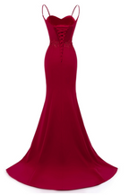 Dark Red Straps Long Prom Dresses Mermaid Evening Dresses Dark Red Formal Dresses Y1037