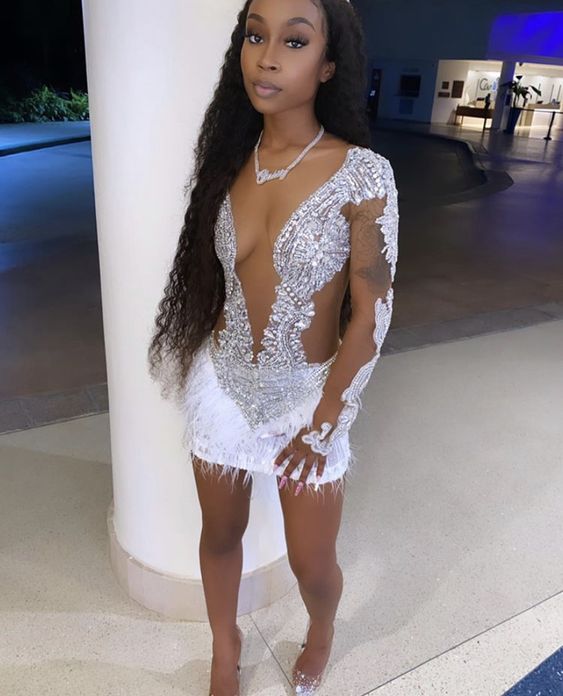 Vestido ajustado sexy con cuentas para el 21 cumpleaños, minivestido para fiesta de bienvenida Y780
