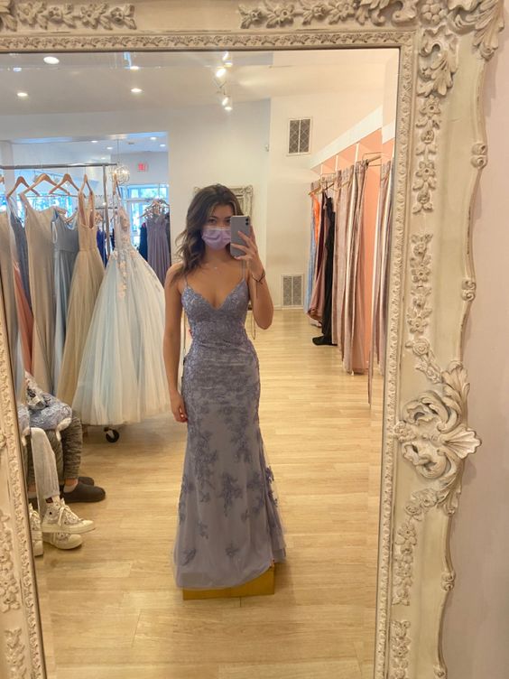 Elegante vestido de sirena de encaje con tirantes finos para baile de graduación, encantador vestido de noche Y880