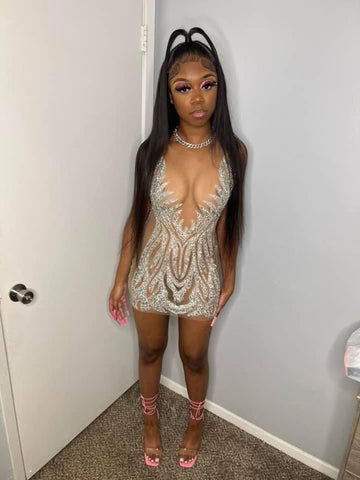 Vestido sexy ajustado con cuentas para el 21 cumpleaños, vestido corto para fiesta de bienvenida Y779