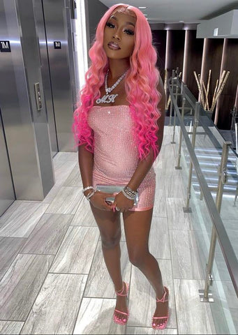 Vestido rosa sin tirantes, vestido rosa brillante para fiesta de bienvenida, atuendo para cumpleaños número 21, vestido Y793