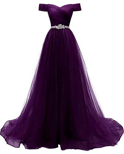 Vestido de fiesta de tul corte A para mujer, con hombros descubiertos, modelo Y877