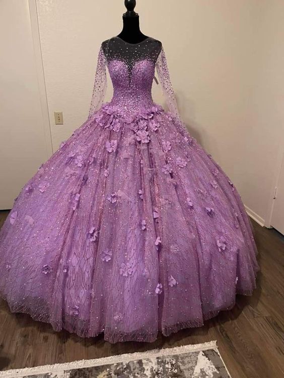 Vestido de quinceañera de lujo con cuentas y flores Y811