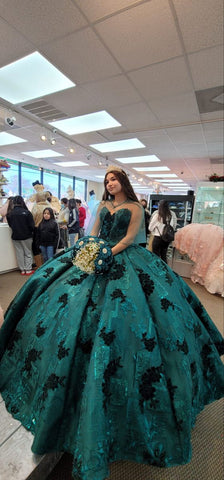 Impresionante vestido de quinceañera verde esmeralda, vestido de 16 años, vestido de baile verde esmeralda Y1120