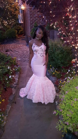 Robe de soirée sirène rose élégante, charmante robe de soirée rose Y940