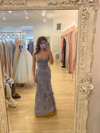 Elegante vestido de sirena de encaje con tirantes finos para baile de graduación, encantador vestido de noche Y880