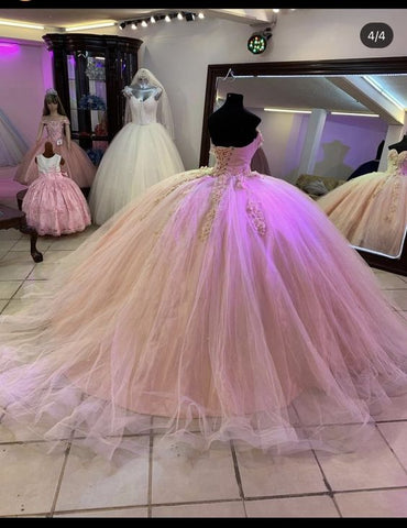 Robe de bal en tulle rose et dentelle pour Sweet 16, robe de princesse rose Y768