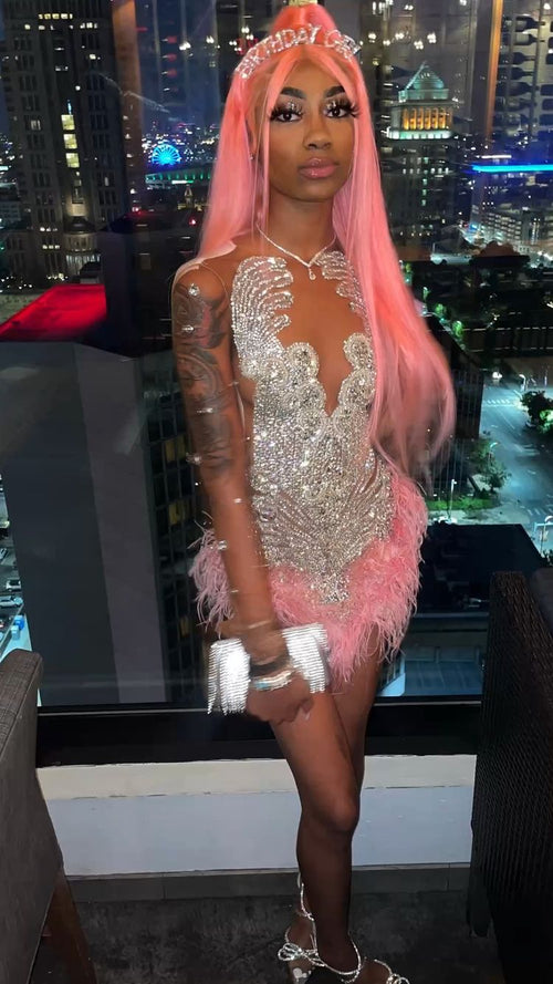 Vestido ajustado sexy con cuentas para el 18 cumpleaños, minivestido para fiesta de bienvenida Y778