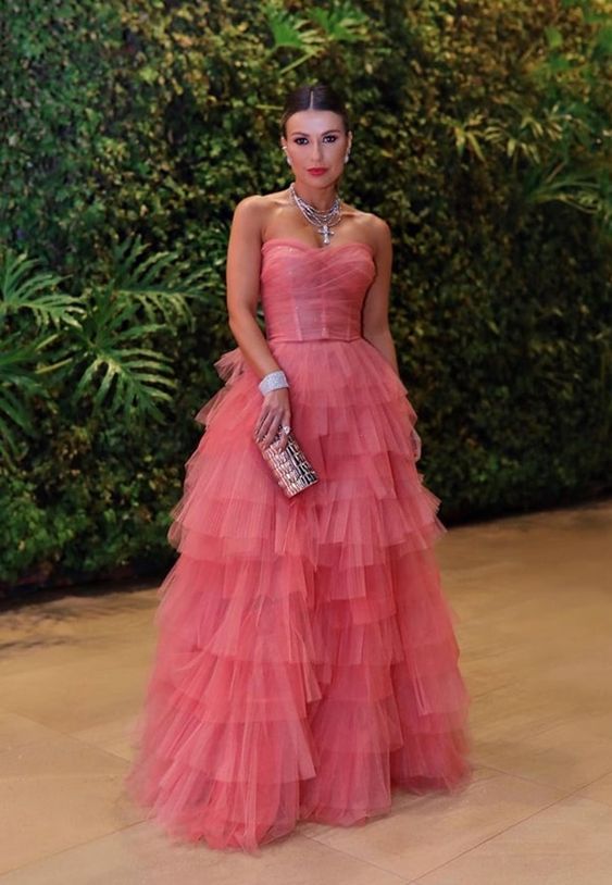 Robe de soirée romantique en tulle à volants superposés, robe de bal bustier en tulle Y1057