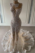 Robe de mariée sirène sans manches luxueuse avec dentelle Y923