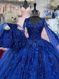 Robe de quinceañera bleu royal luxueuse, robe de bal bleu royal pour les 16 ans (Y1130)