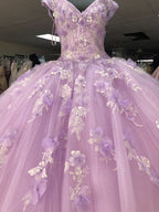 Vestido romántico floral 3D con hombros descubiertos, vestido de gala, vestido de quinceañera, vestido de princesa Y902