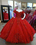 Vestido de baile de encaje y tul rojo oscuro para quinceañera Y1440