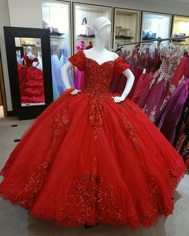 Robe de bal en tulle et dentelle rouge foncé pour Sweet 16 Y1440