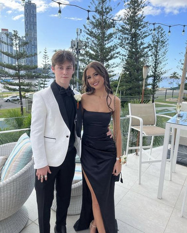 Robe de bal noire sexy sans bretelles, robe de soirée charmante, robe de cérémonie noire Y1754