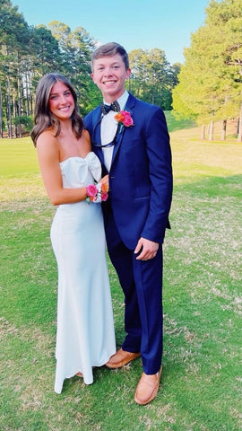 Robe de bal sirène blanche sans manches, robe de soirée blanche élégante Y1762