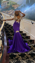 Robe de bal sirène violette sexy, robe de soirée charmante Y1708