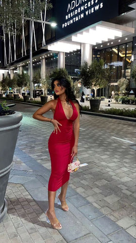 Robe moulante dos nu col V, robe de soirée sexy Y633