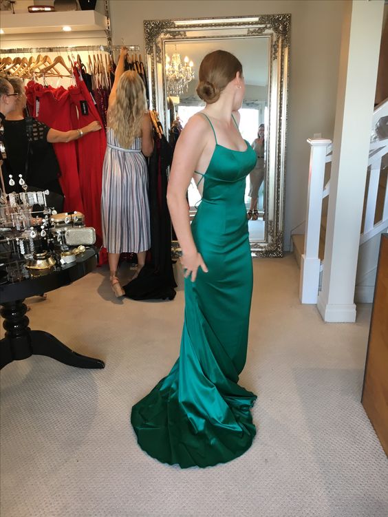 Robe de soirée longue sirène verte, robe de cérémonie Y640