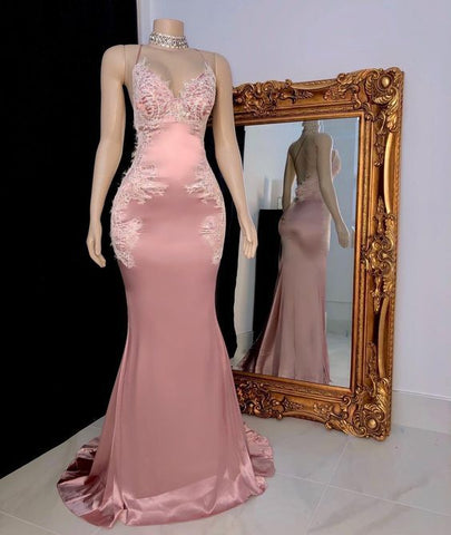 Robe de bal longue sirène rose, robe de soirée Y553
