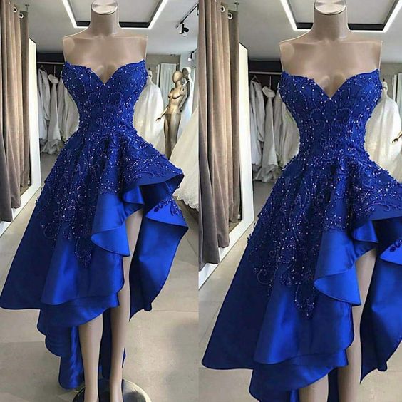 Robes de soirée en satin bleu royal, robes de cocktail décolleté cœur, robes de soirée arabes Y670