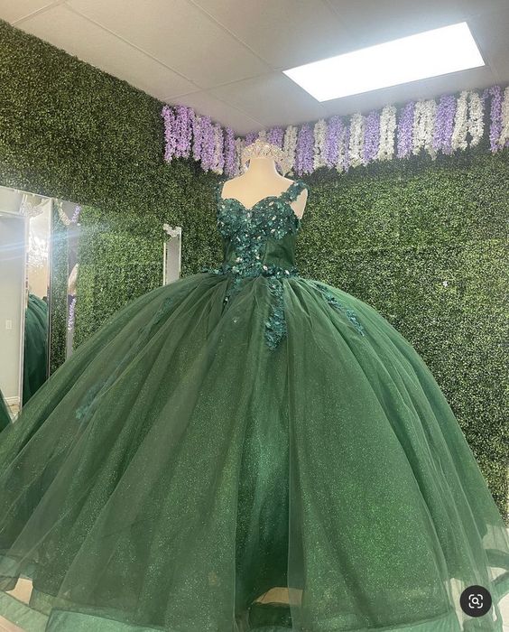Robe de bal verte asymétrique pour quinceañera Y612