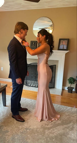 Robe de bal sirène rose longue, robe de bal élégante, robe de soirée classique Y647