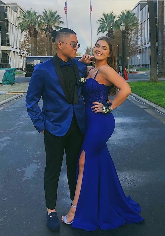 Robe de bal sirène bleu royal, robe de soirée sexy Y577