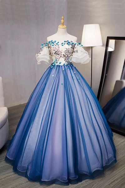Vestido de gala largo para fiesta de quinceañera, vestido de noche, encantador vestido de graduación, vestido de graduación floral hecho a mano S4837