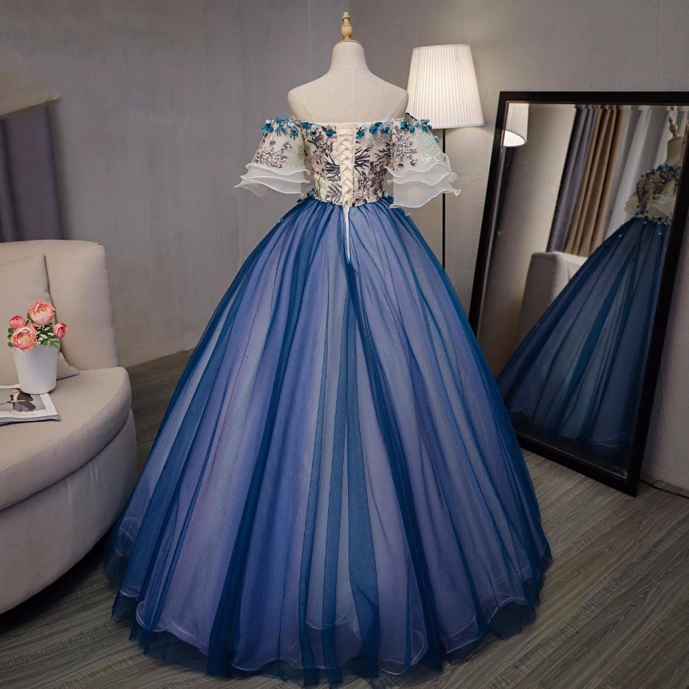 Vestido de gala largo para fiesta de quinceañera, vestido de noche, encantador vestido de graduación, vestido de graduación floral hecho a mano S4837