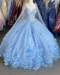 Robe de bal en tulle à fleurs bleues, robe de bal chic S26907
