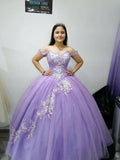 Robe de bal lilas à épaules dénudées pour les 16 ans S26906