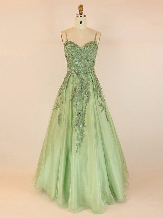 Vestido de gala de tul con escote en V, largo hasta el suelo, con apliques de encaje, modelo S26312