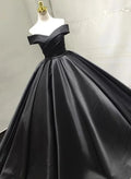 Black v neck satin long prom dress black evening dress S26309