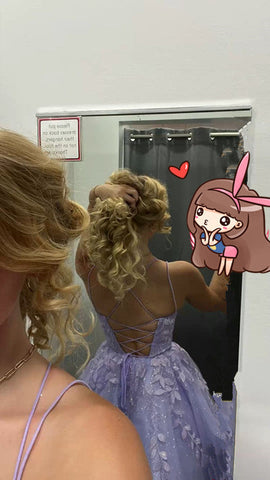 Vestido de fiesta corto de princesa, corte en A, con apliques de encaje, estilo princesa, modelo Y1227