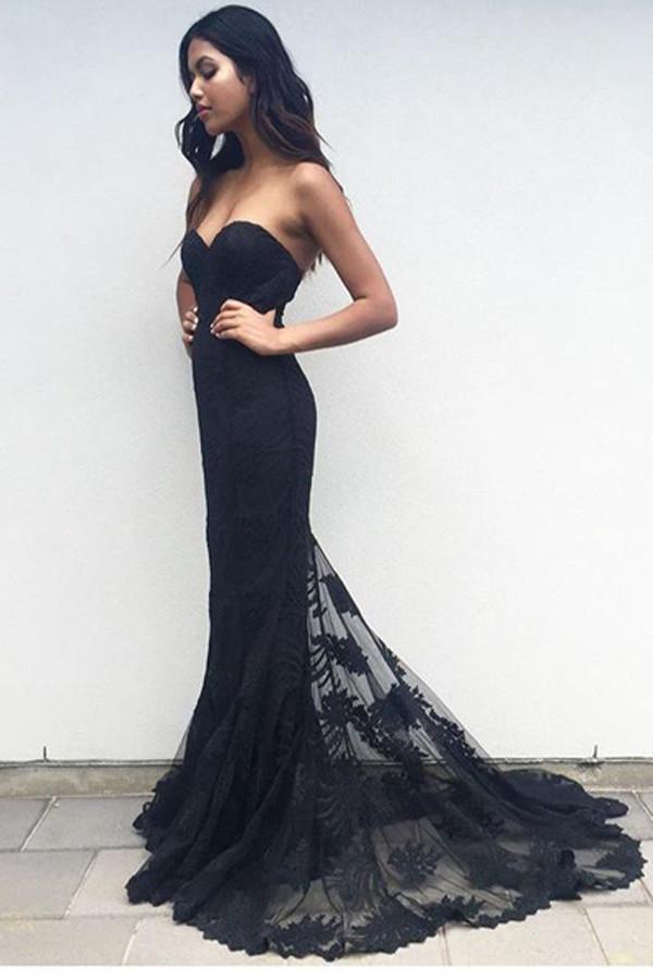 Vestido largo de fiesta con escote corazón y encaje estilo sirena, vestido elegante para fiestas, vestidos de noche