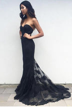 Vestido largo de fiesta con escote corazón y encaje estilo sirena, vestido elegante para fiestas, vestidos de noche