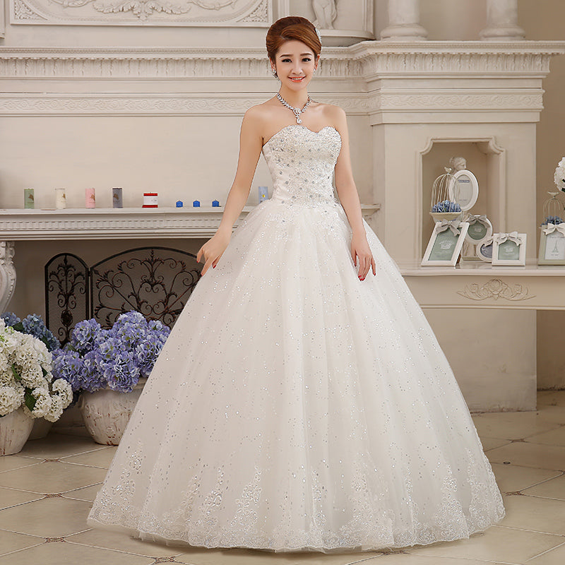 Baoleely Wedding Dress Plus Size Bride Large Size Strapless Diamond Wedding Dresses Ball Gowns Bridal Princess Embroidery Dresses