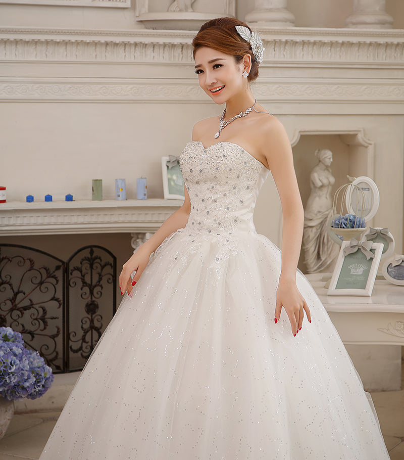 Baoleely Wedding Dress Plus Size Bride Large Size Strapless Diamond Wedding Dresses Ball Gowns Bridal Princess Embroidery Dresses
