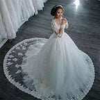 Baoleely Vestidos De Noiva  Elegant A-Line suknia slubna Wedding Dress Tulle Appliques Beaded Princess Lace Wedding Gowns trouwjurk