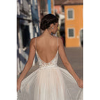 Baoleely Eightree Beach Wedding Dress Boho vestido de noiva Bohemian Lace Bridal Dress Backless Spaghetti Straps V Neck Wedding Gowns
