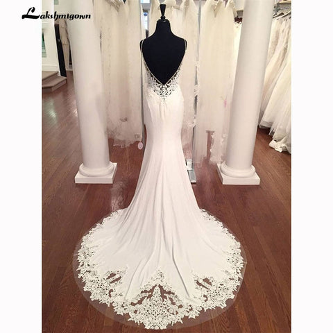 Baoleely V Neck Mermaid Wedding Dresses Lace Appliques Boho Wedding Dress Backless Sexy robe de mariée robe de casamento