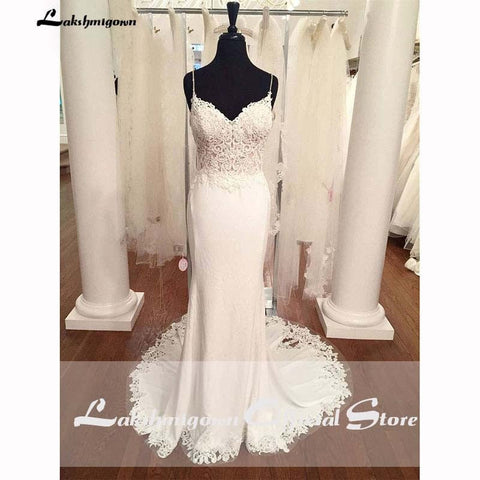 Baoleely V Neck Mermaid Wedding Dresses Lace Appliques Boho Wedding Dress Backless Sexy robe de mariée robe de casamento