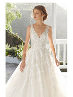 Baoleely Wedding Dress Luxury Sexy V-neck Court Train Backless Ball Gown Princess Backless Wedding Dresses Custom Size
