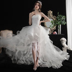 Baoleely Vestido De Noiva New Front Short Long Back Strapless Wedding Dress Sweet Bride Dress With Train Custom Made Wedding Gown L
