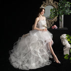 Baoleely Vestido De Noiva New Front Short Long Back Strapless Wedding Dress Sweet Bride Dress With Train Custom Made Wedding Gown L