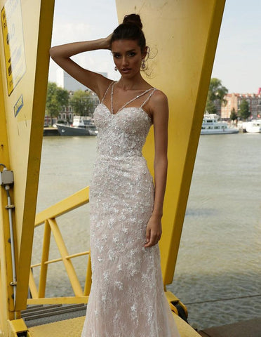 Baoleely Robe de mariée sirène vintage sexy en dentelle avec appliques et jupe détachable 2 en 1